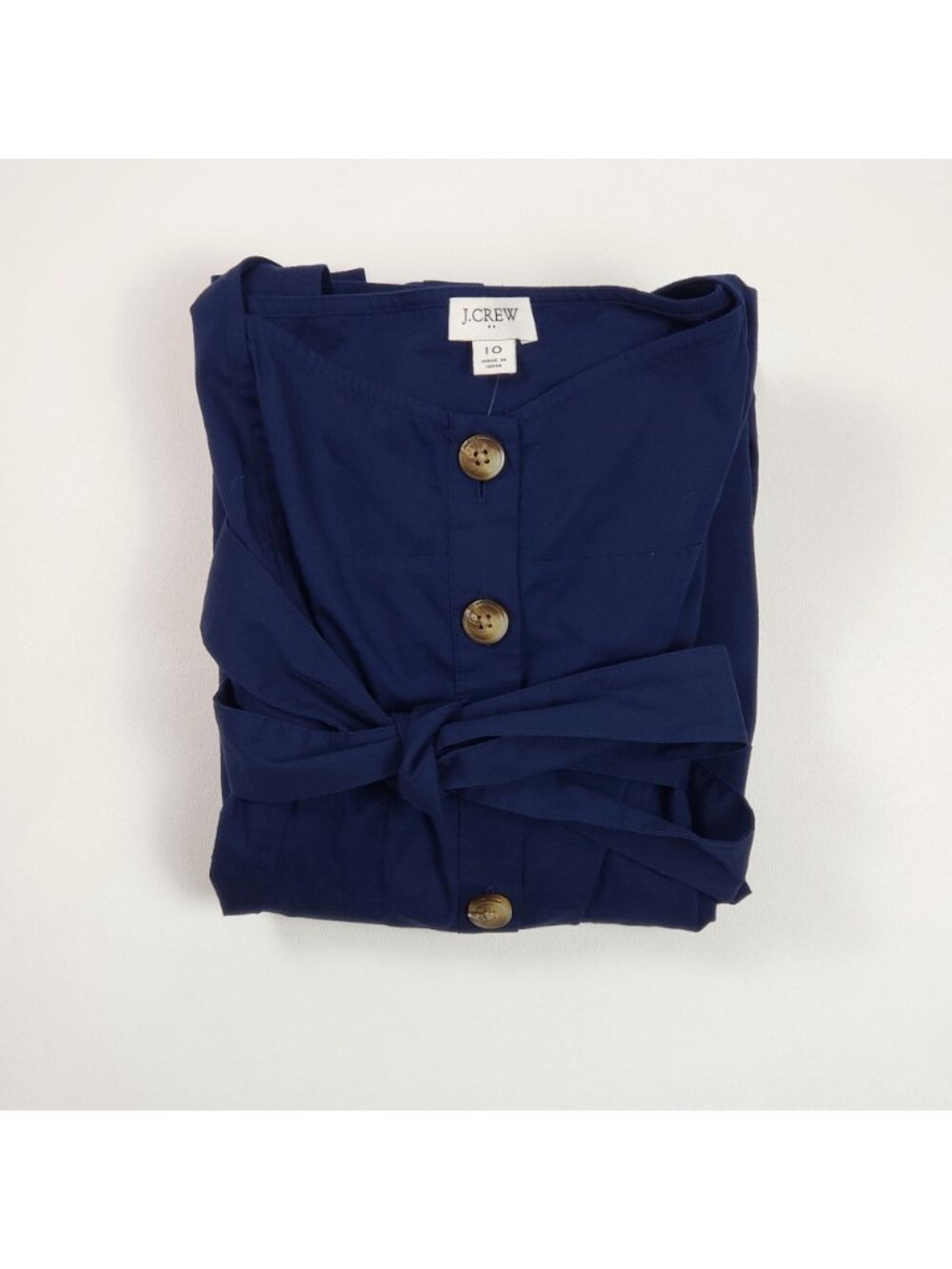 J.Crew Factory Button-Front Belted Midi Dress Antique Navy Women’s Size 10 - Picture 14 of 16